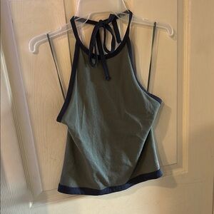 American Eagle Outfitters Green and Navy Crop Top